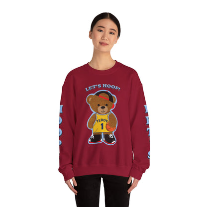 Basketball Teddy Bear Sweatshirt, Cute Athleisure, Kid's Fashion, Sports Gift, Cozy Unisex Crewneck