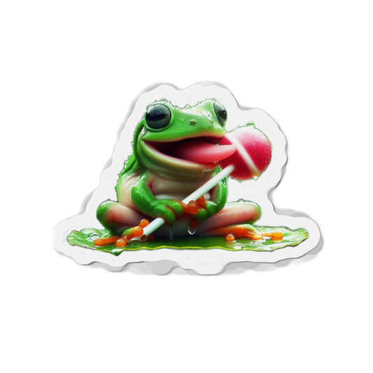 Fun Frog Die-Cut Magnet | Cute Frog Decor, Kitchen Accessories, Gifts for Kids, Refrigerator Magnet, Animal Lovers