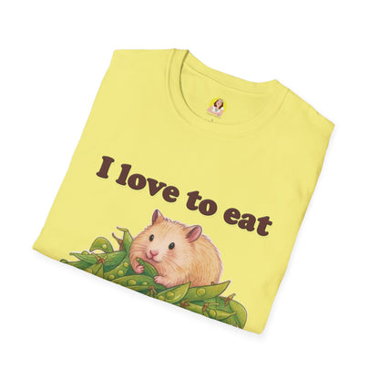 Cute Animal Lover T-Shirt, I Love to Eat Design, Nature Tee, Gifts for Animal Lovers, Casual Wear, Fun Gift, Eco-Friendly Fashion, Hebrew T-Shirt
