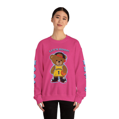 Basketball Teddy Bear Sweatshirt, Cute Athleisure, Kid's Fashion, Sports Gift, Cozy Unisex Crewneck