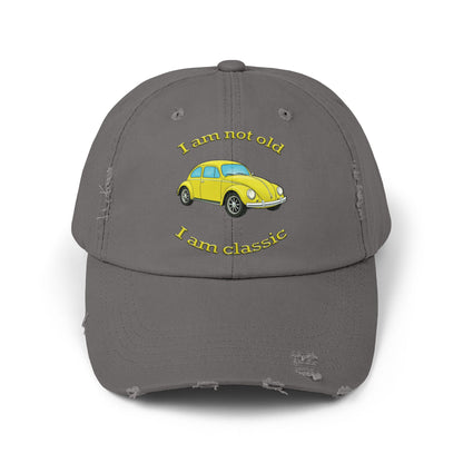 Vintage Car Themed Distressed Cap, Classic Car Lover Gift, Unisex Accessory, Birthday Gift, Casual Style Hat, Funny Quote Cap