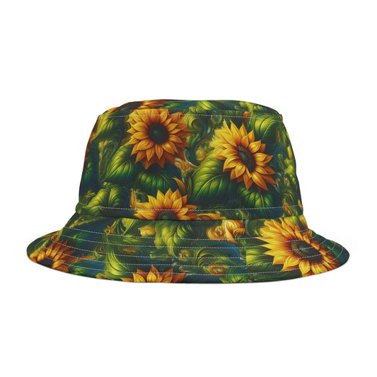 Sunflower Bucket Hat, Floral Summer Hat, Beach Vacation Accessory, Garden Party Hat, Outdoor Festival Wear