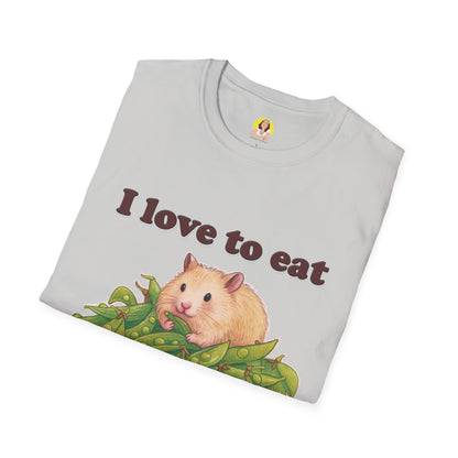 Cute Animal Lover T-Shirt, I Love to Eat Design, Nature Tee, Gifts for Animal Lovers, Casual Wear, Fun Gift, Eco-Friendly Fashion, Hebrew T-Shirt