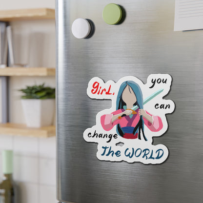 Empowering Girl Power Die-Cut Magnets | Inspirational Decor, Gift for Students, Motivational Sticker, Cute Office Decor