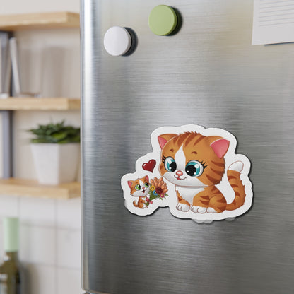 Cute Cat Die-Cut Magnets, Kawaii Cat Decor, Pet Lover Gifts, Fridge Magnets, Cat Mom Gifts, Animal Decor