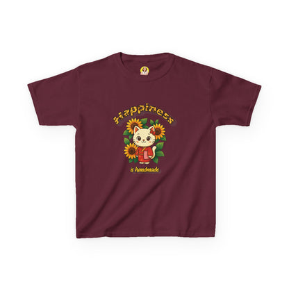 Adorable Cat & Sunflower Kids Tee - Cute Gift, Summer Style, Fun Playwear, Birthday Present, Animal Lover Apparel