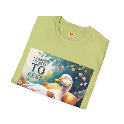 Relaxing Duck Unisex T-Shirt, Nature Lover Tee, Cozy Gift for Friends, Mother's Day Present, Unique Rest Quote Tee, Fall Apparel