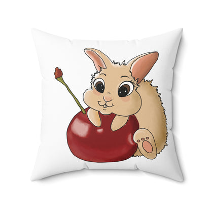 Cute Bunny Cherry Throw Pillow – Adorable Home Decor for Animal Lovers