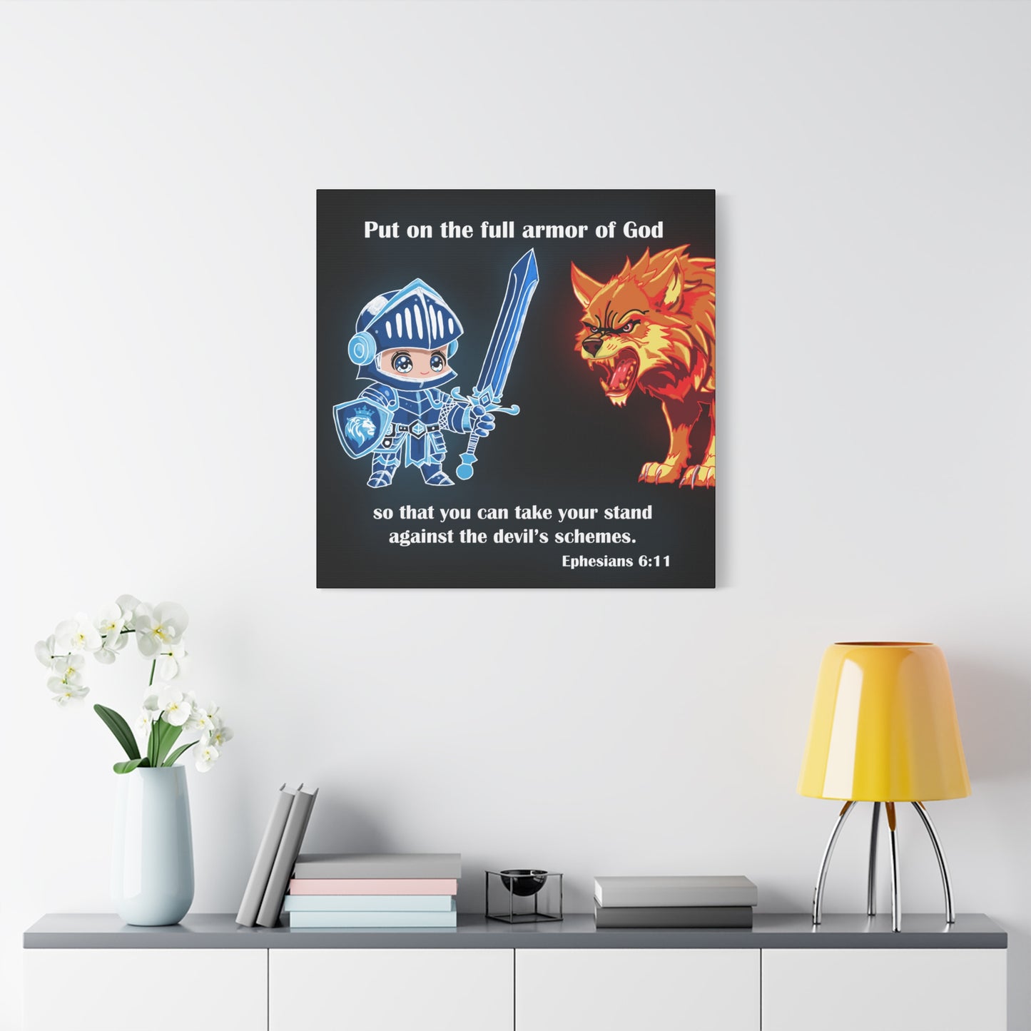 Knight and Wolf Canvas Art, Kid's Room Decor, Motivational Wall Art, Adventure Theme, Gamer Gift