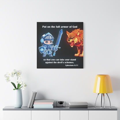 Knight and Wolf Canvas Art, Kid's Room Decor, Motivational Wall Art, Adventure Theme, Gamer Gift