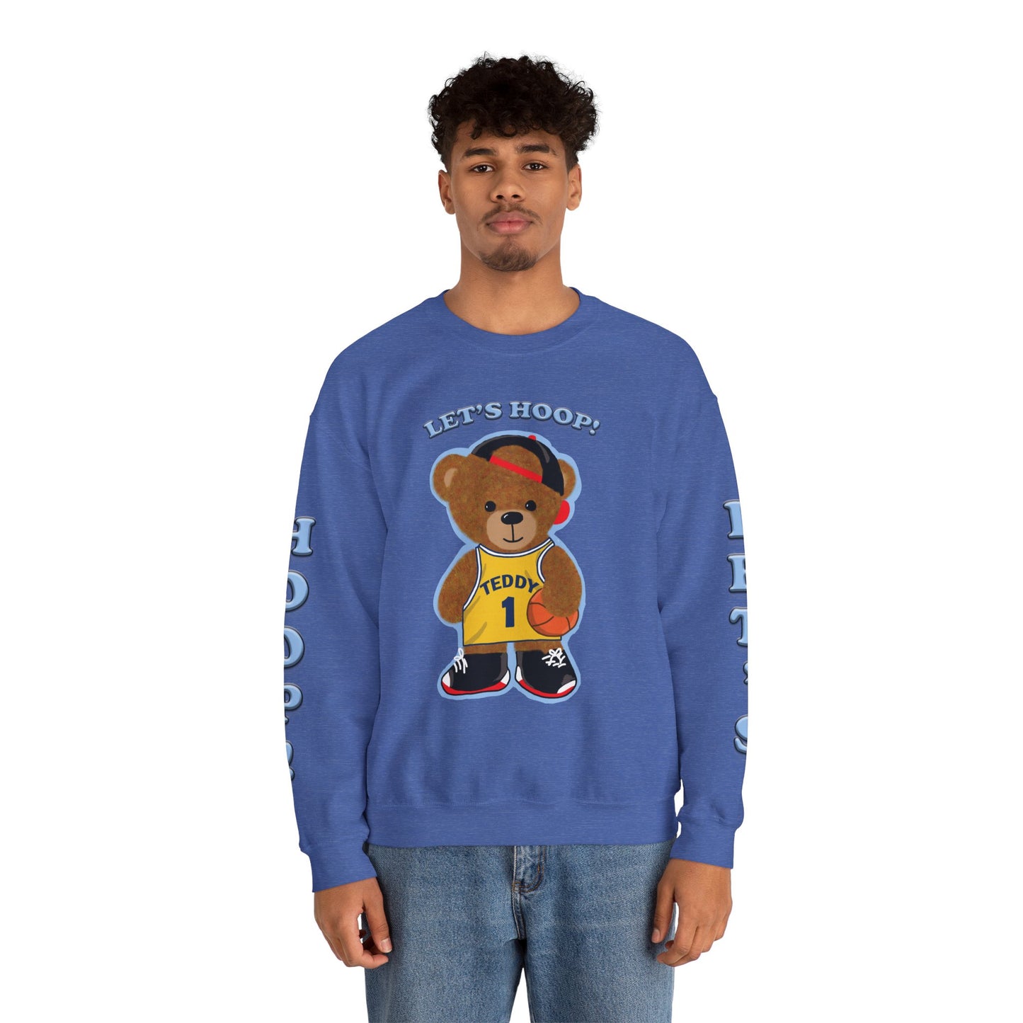 Basketball Teddy Bear Sweatshirt, Cute Athleisure, Kid's Fashion, Sports Gift, Cozy Unisex Crewneck