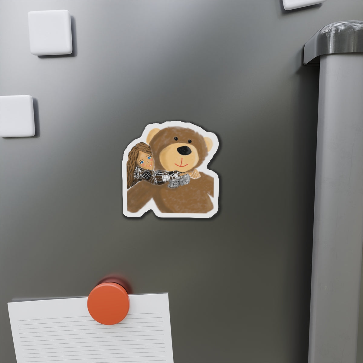 Cute Bear and Girl Die-Cut Magnet | Perfect Gift for Kids, Home Decor, Fridge Magnet, Nursery Decoration, Kids' Room