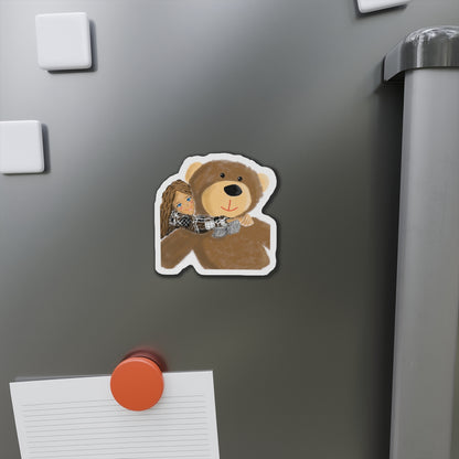 Cute Bear and Girl Die-Cut Magnet | Perfect Gift for Kids, Home Decor, Fridge Magnet, Nursery Decoration, Kids' Room