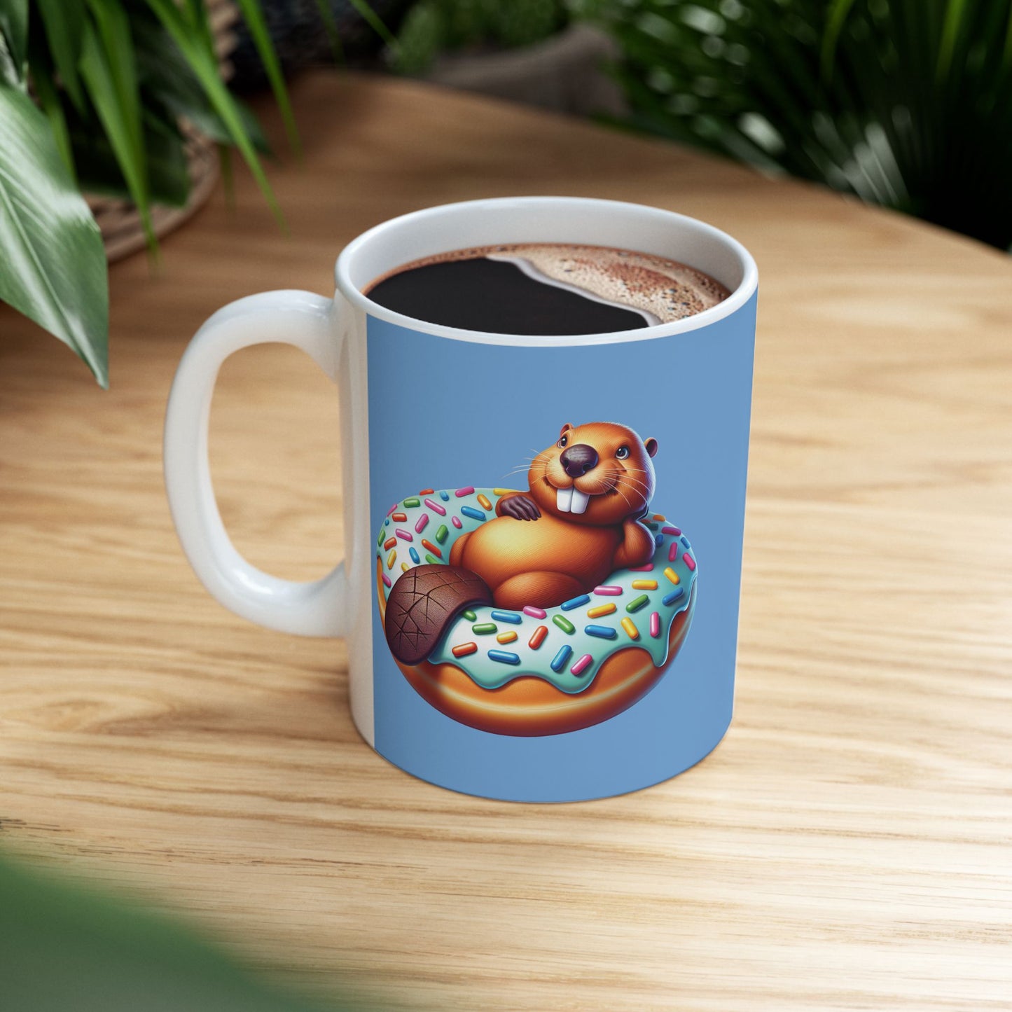 Cute Cartoon Bear Donut Ceramic Mug | Fun Gift for Animal Lovers