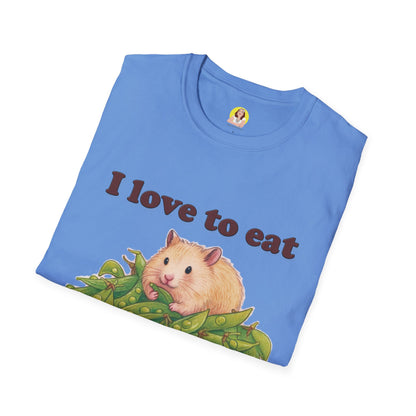 Cute Animal Lover T-Shirt, I Love to Eat Design, Nature Tee, Gifts for Animal Lovers, Casual Wear, Fun Gift, Eco-Friendly Fashion, Hebrew T-Shirt