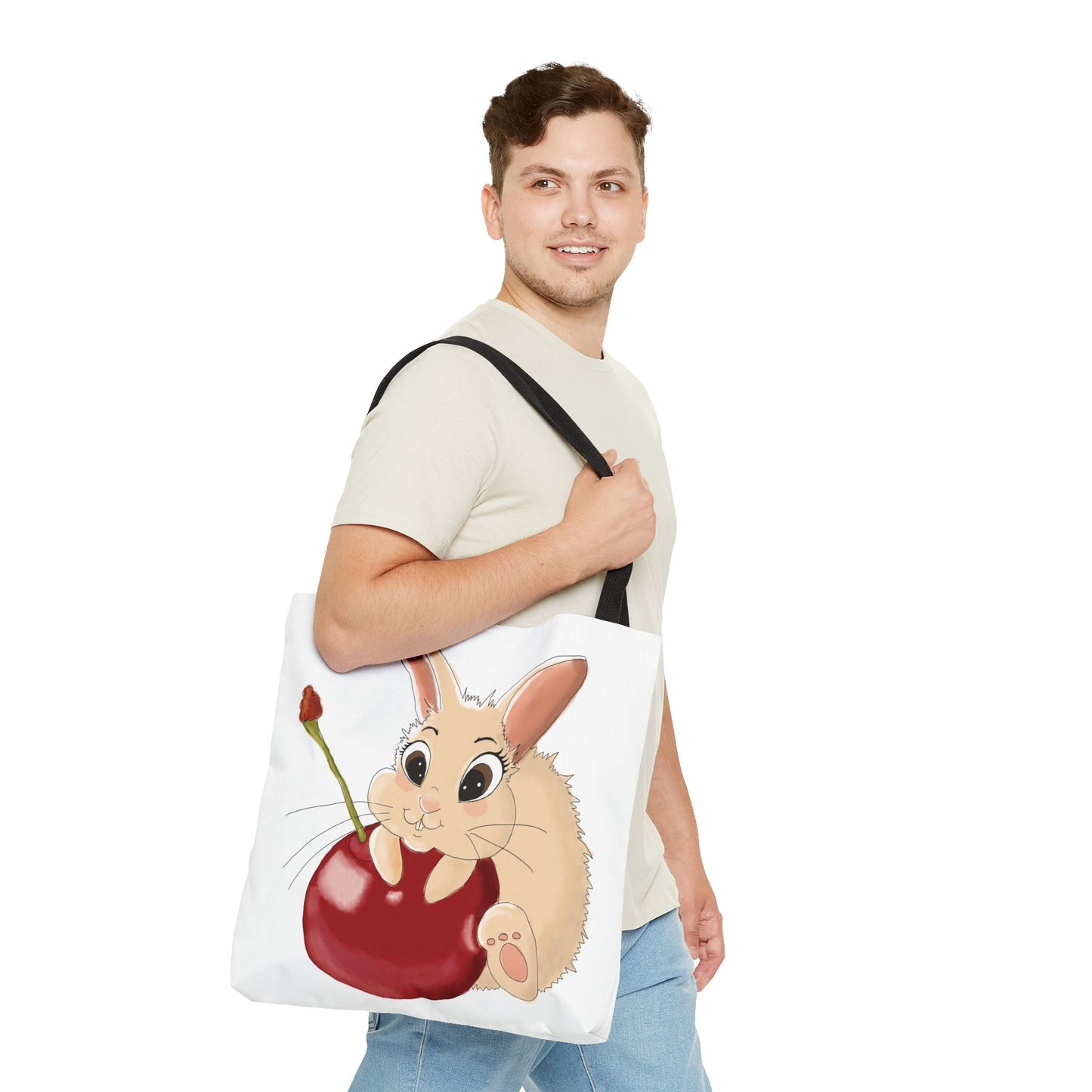Cute Bunny Cherry Tote Bag - Adorable Animal Design for Animal Lovers