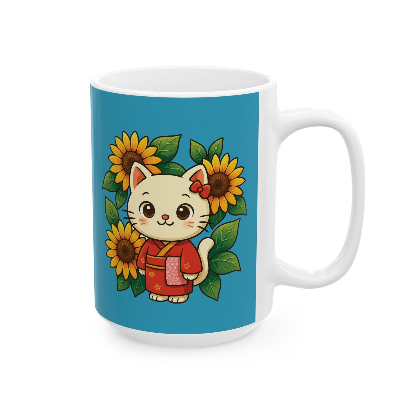 Sunflower Love Ceramic Mug - Floral Coffee Cup for Gift, Home Decor, Tea Drinkers, Mother's Day, Birthday, Plant Lovers