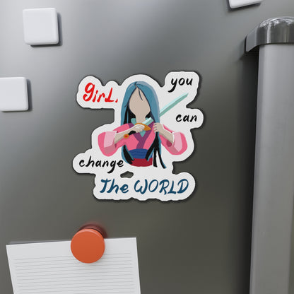 Empowering Girl Power Die-Cut Magnets | Inspirational Decor, Gift for Students, Motivational Sticker, Cute Office Decor