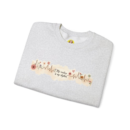 Floral Heartbeat Crewneck Sweatshirt - Cozy Gift for Music Lovers, Unisex Sweatshirt for Birthdays, Valentine's Day, Self-Care