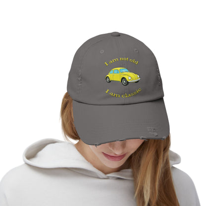 Vintage Car Themed Distressed Cap, Classic Car Lover Gift, Unisex Accessory, Birthday Gift, Casual Style Hat, Funny Quote Cap