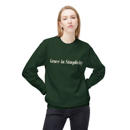 Cozy Quote Crewneck Sweatshirt - "Grace in Simplicity" - Unisex Gift, Casual Wear, Minimalist Style, Cozy Essential, Autumn Layering