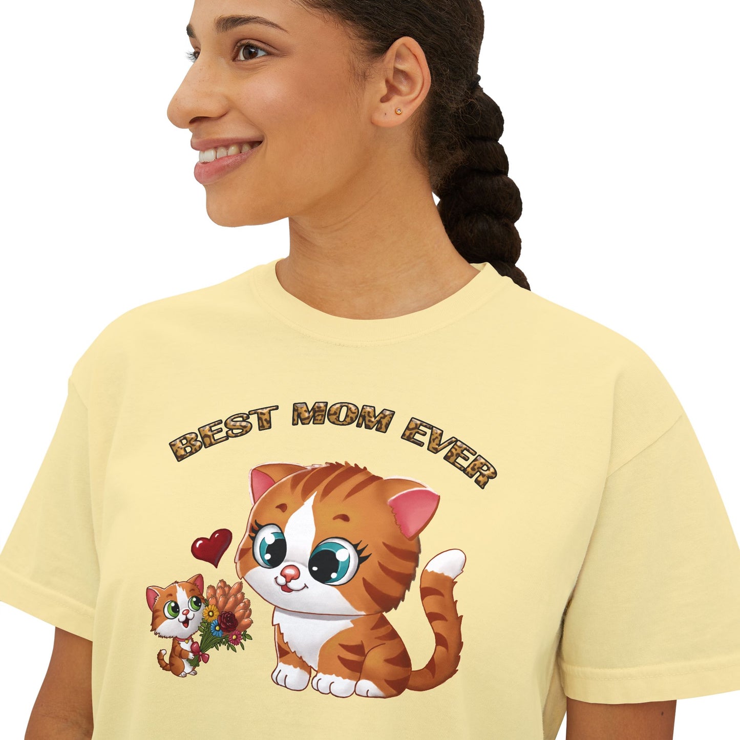 Women's Boxy Tee - Cute Cat Design, Perfect Gift for Mom