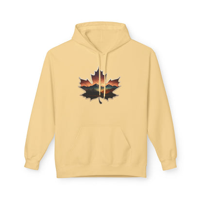 Cozy Sunset Maple Leaf Hoodie | Fall Fashion, Nature Lover Gift, Warmth for Fall, Outdoor Adventure, Comfortable Wear