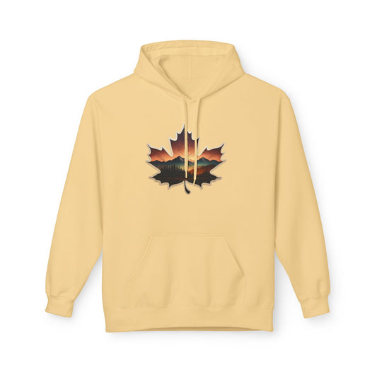 Cozy Sunset Maple Leaf Hoodie | Fall Fashion, Nature Lover Gift, Warmth for Fall, Outdoor Adventure, Comfortable Wear