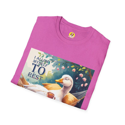 Relaxing Duck Unisex T-Shirt, Nature Lover Tee, Cozy Gift for Friends, Mother's Day Present, Unique Rest Quote Tee, Fall Apparel