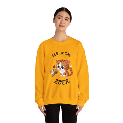 Best Mom Ever Cat Sweatshirt | Cozy Unisex Heavy Blend™ Crewneck