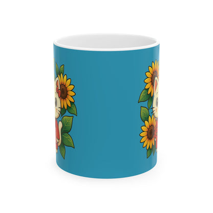 Sunflower Love Ceramic Mug - Floral Coffee Cup for Gift, Home Decor, Tea Drinkers, Mother's Day, Birthday, Plant Lovers