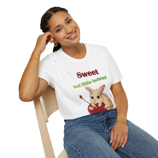 Cute Bunny with Cherry Unisex Softstyle T-Shirt - Perfect for Animal Lovers