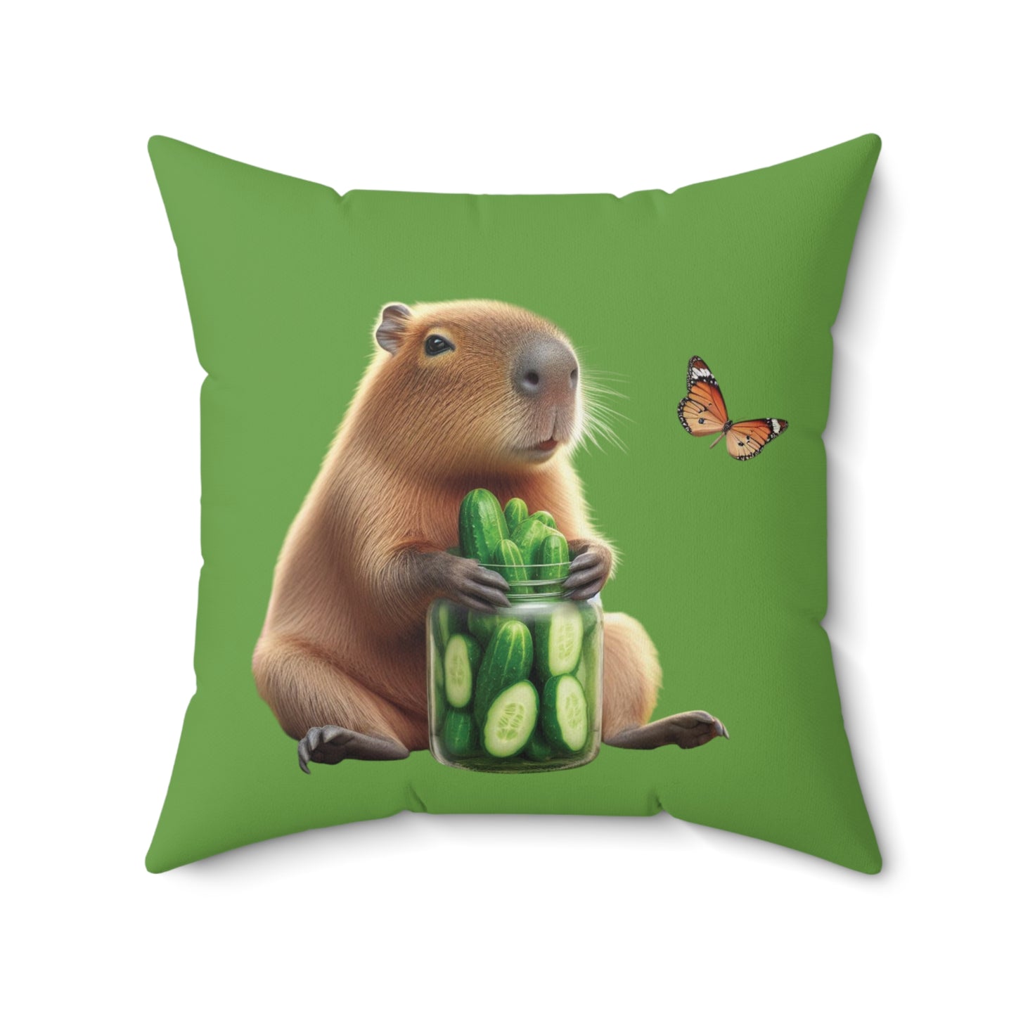 Cute Capybara Cucumber Square Pillow – Cozy Home Decor