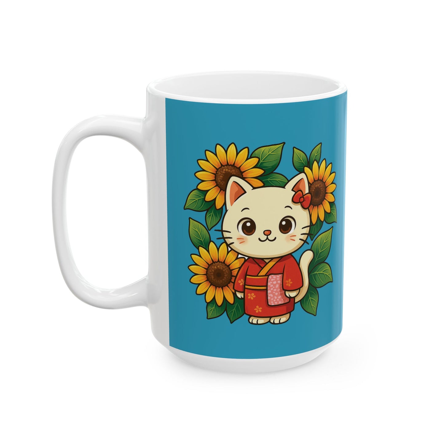 Sunflower Love Ceramic Mug - Floral Coffee Cup for Gift, Home Decor, Tea Drinkers, Mother's Day, Birthday, Plant Lovers