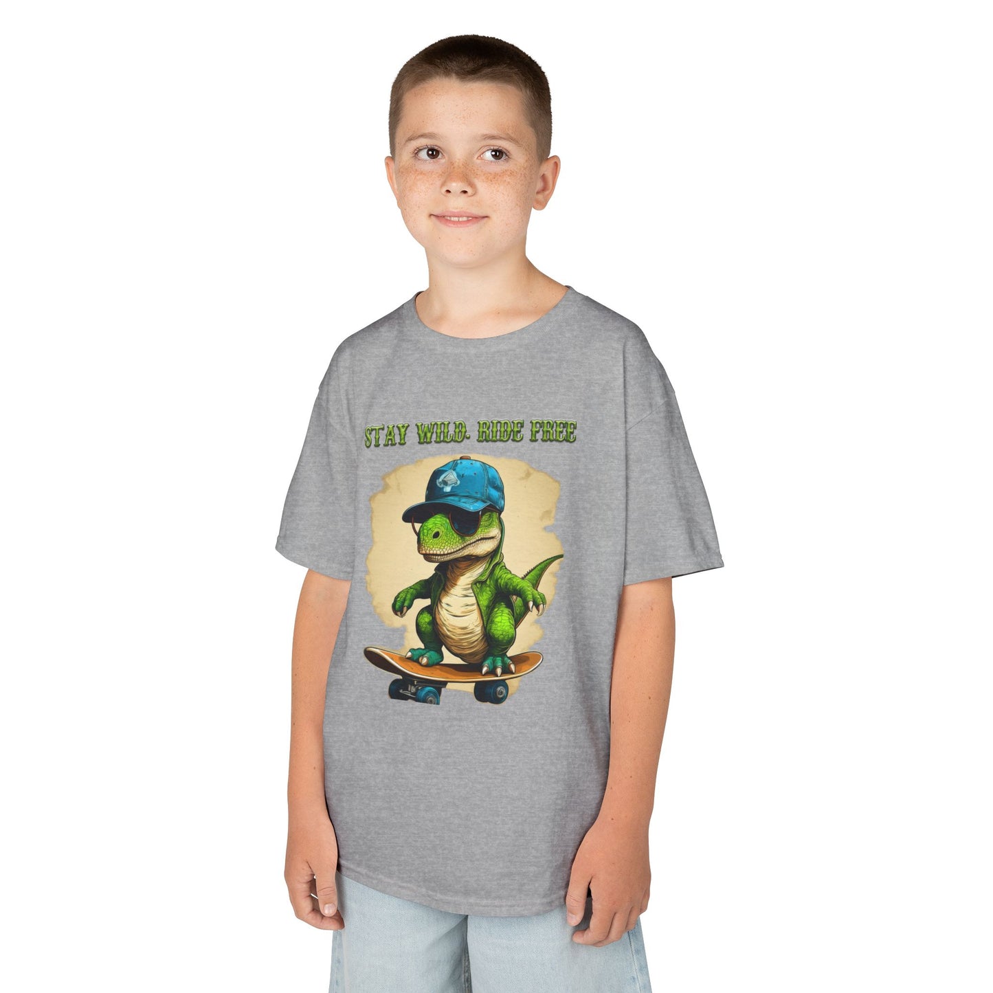Kids Graphic Tee with Dinosaur Design, Stay Wild, Fun T-Shirt for Boys, Youth Apparel, Gift for Birthdays, Playdate Wear, Casual Style