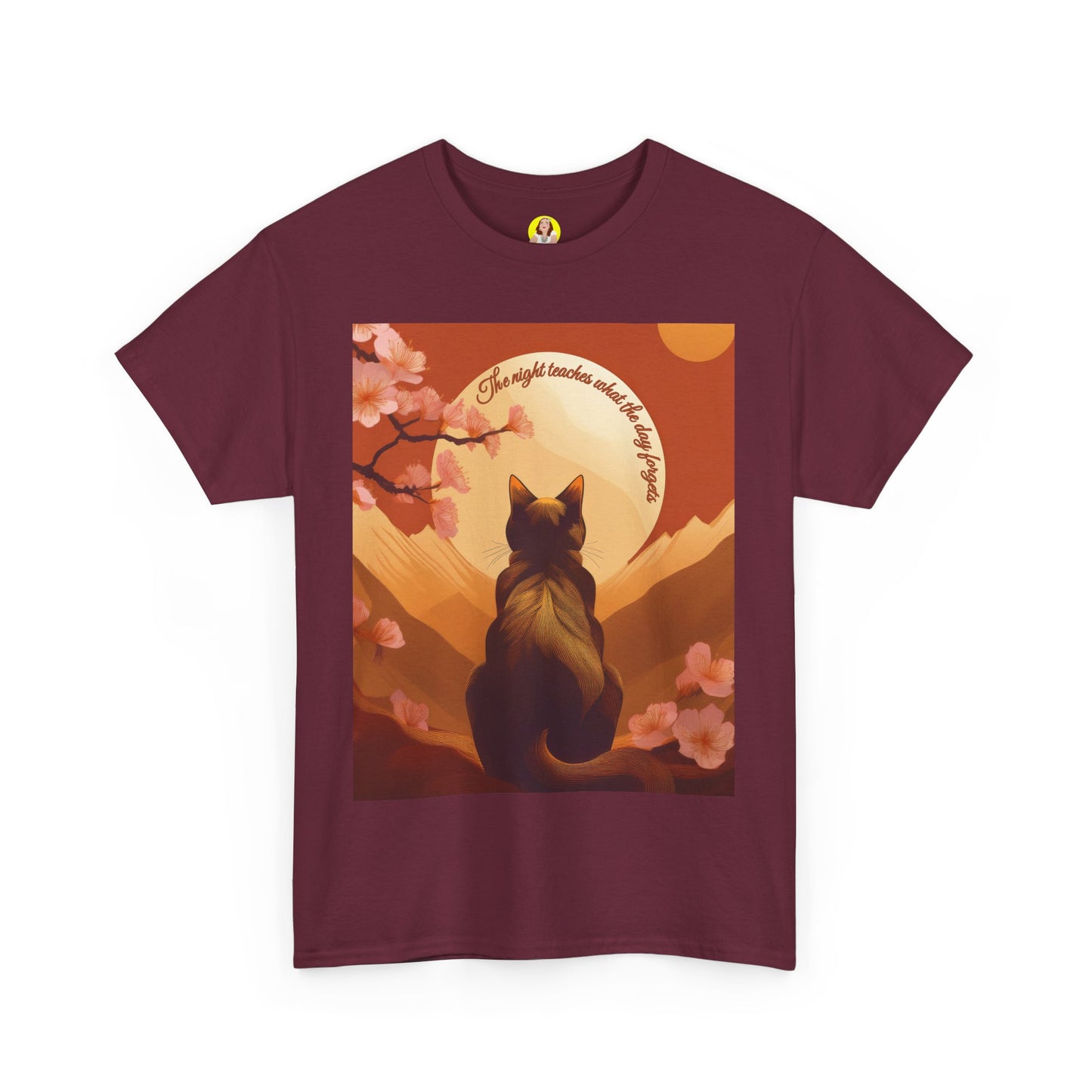 Cat Lover's Sunset Tee, Unisex Heavy Cotton Shirt, Gift for Cat Owners, Pet Lover Apparel, Cute Graphic Tee, Nature Inspired Design