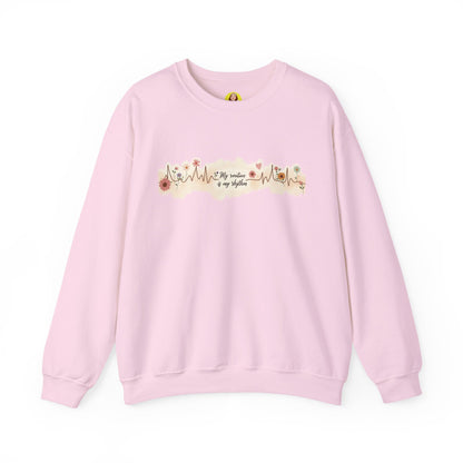 Floral Heartbeat Crewneck Sweatshirt - Cozy Gift for Music Lovers, Unisex Sweatshirt for Birthdays, Valentine's Day, Self-Care