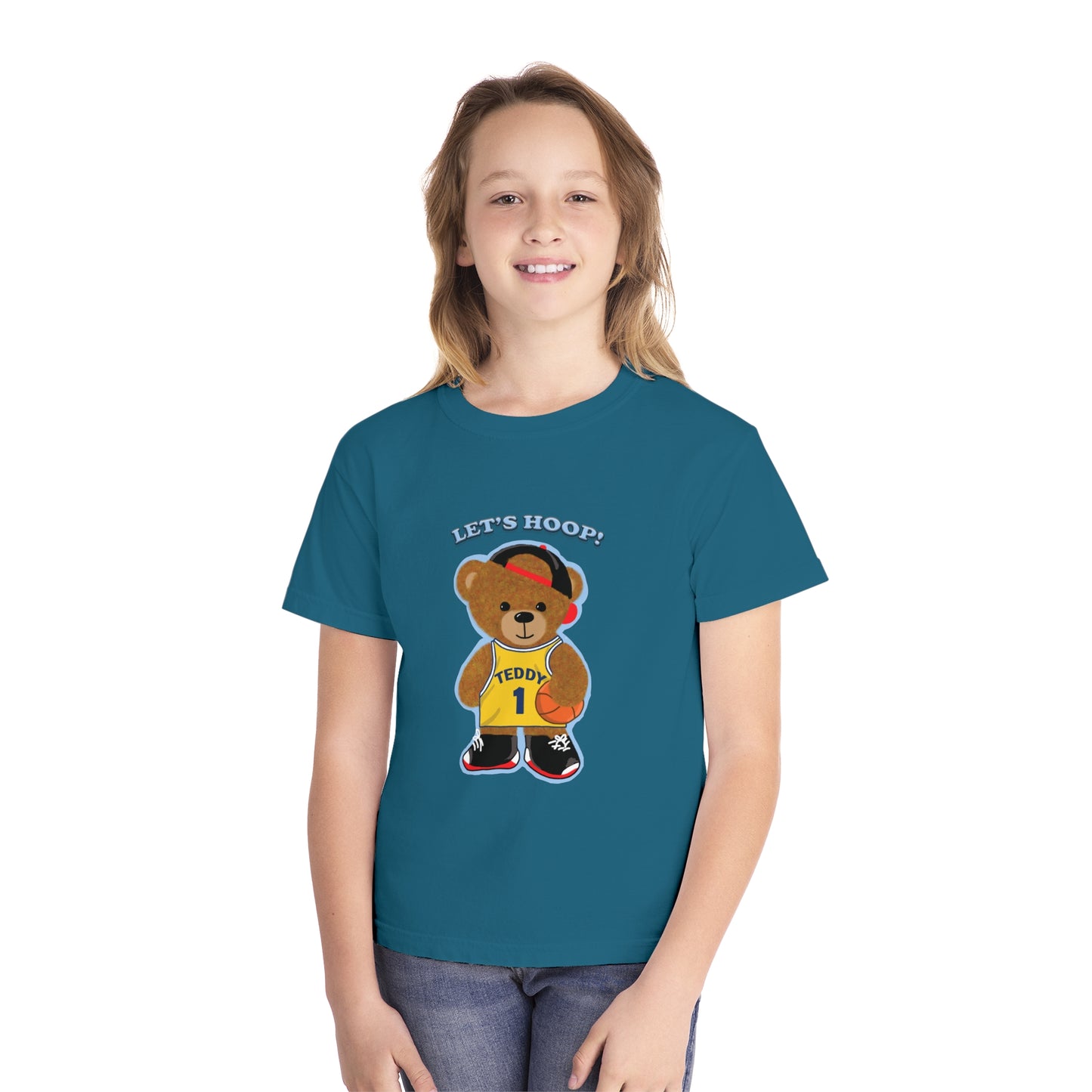 Youth Tee - Basketball Teddy Bear Design