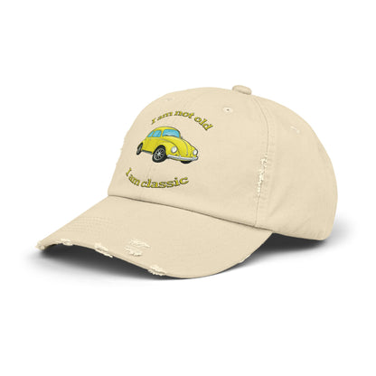 Vintage Car Themed Distressed Cap, Classic Car Lover Gift, Unisex Accessory, Birthday Gift, Casual Style Hat, Funny Quote Cap