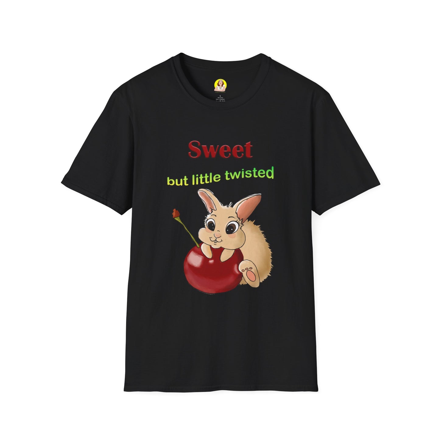 Cute Bunny with Cherry Unisex Softstyle T-Shirt - Perfect for Animal Lovers