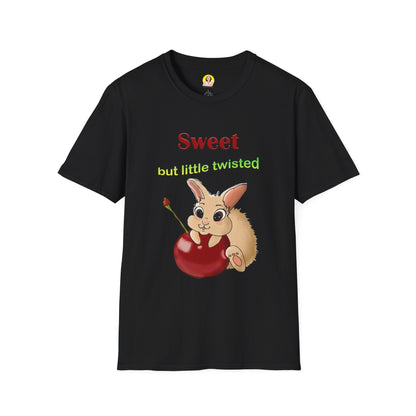 Cute Bunny with Cherry Unisex Softstyle T-Shirt - Perfect for Animal Lovers