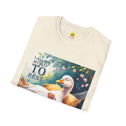 Relaxing Duck Unisex T-Shirt, Nature Lover Tee, Cozy Gift for Friends, Mother's Day Present, Unique Rest Quote Tee, Fall Apparel