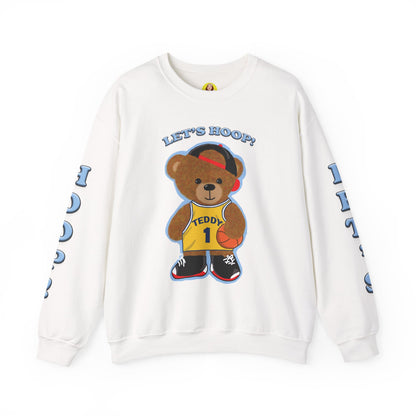 Basketball Teddy Bear Sweatshirt, Cute Athleisure, Kid's Fashion, Sports Gift, Cozy Unisex Crewneck