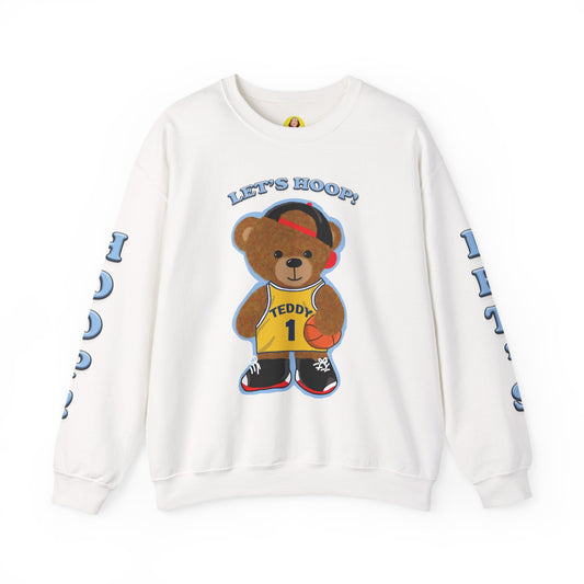 Basketball Teddy Bear Sweatshirt, Cute Athleisure, Kid's Fashion, Sports Gift, Cozy Unisex Crewneck