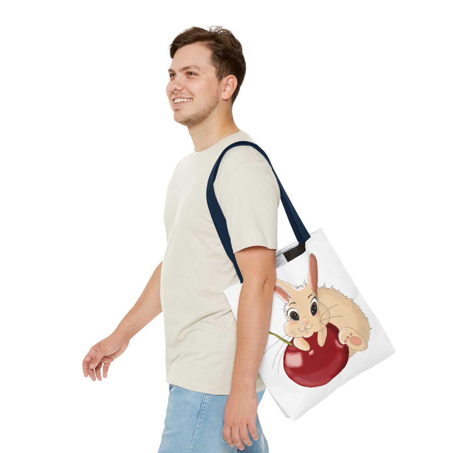 Cute Bunny Cherry Tote Bag - Adorable Animal Design for Animal Lovers