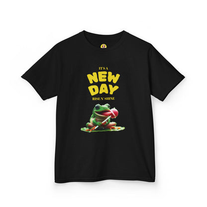 Inspirational Kids Tee, Fun Children’s T-Shirt, Positive Vibes Apparel, Motivational Kidswear, Gift for Teens, New Day Design
