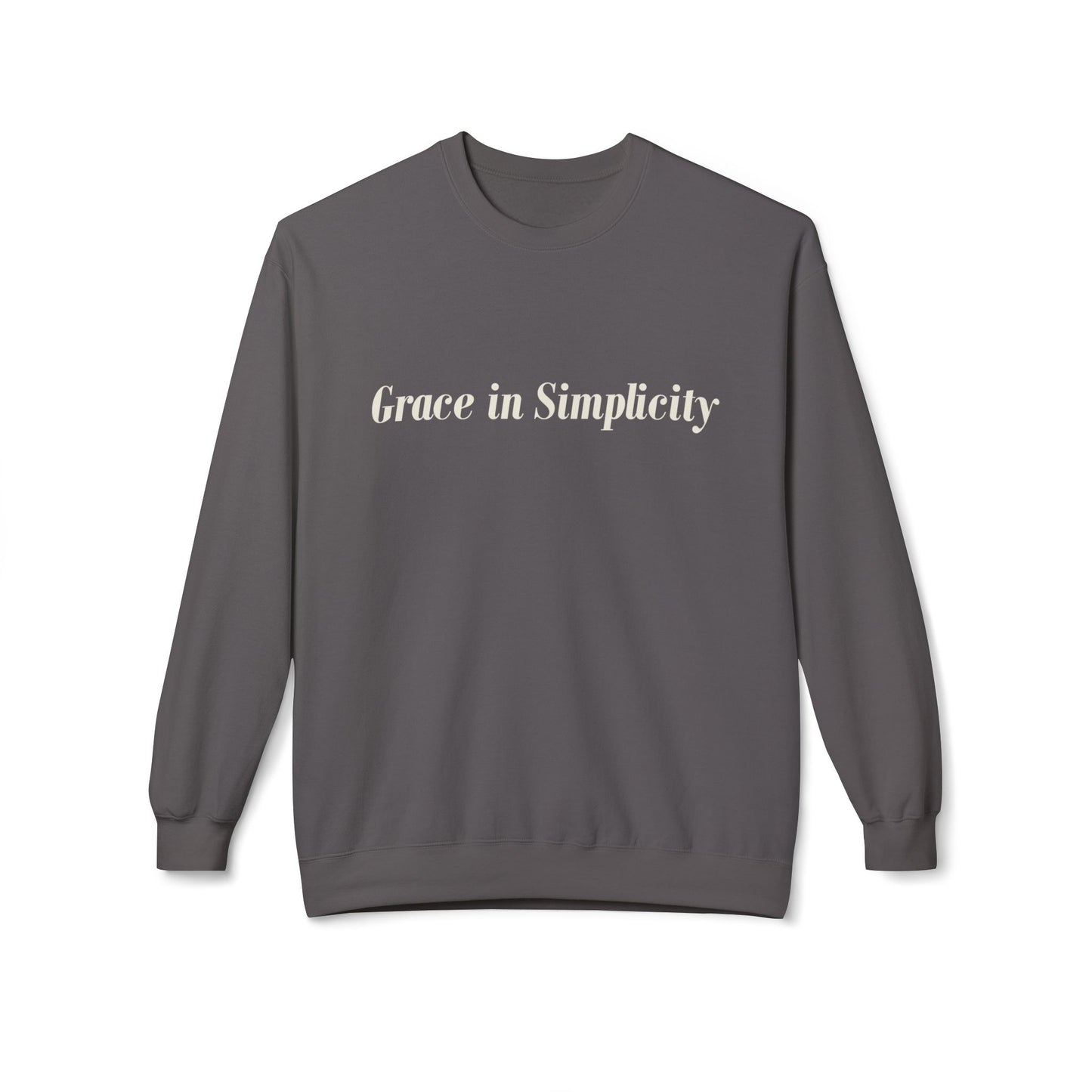 Cozy Quote Crewneck Sweatshirt - "Grace in Simplicity" - Unisex Gift, Casual Wear, Minimalist Style, Cozy Essential, Autumn Layering
