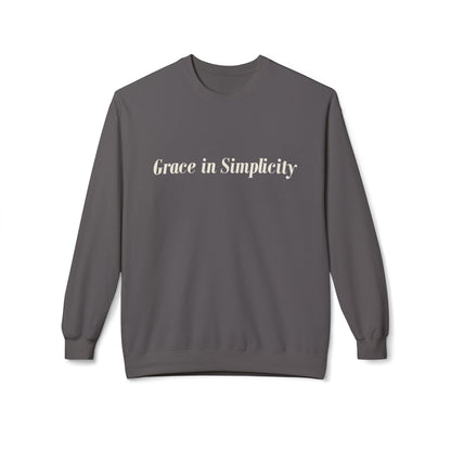 Cozy Quote Crewneck Sweatshirt - "Grace in Simplicity" - Unisex Gift, Casual Wear, Minimalist Style, Cozy Essential, Autumn Layering