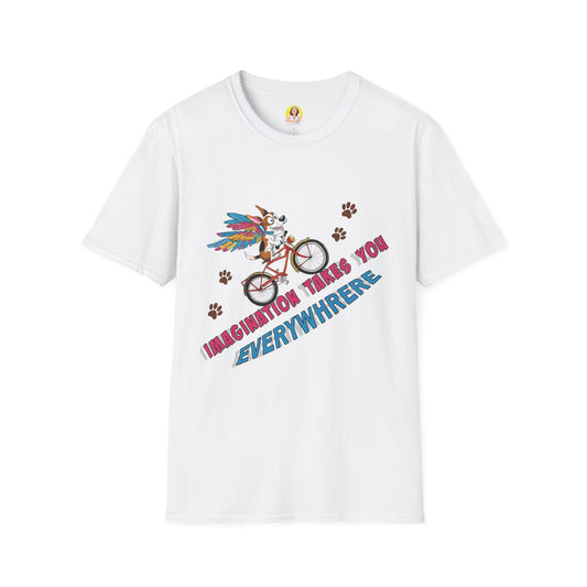 Imagination Adventure T-Shirt | Unique Graphic Tee | Gift for Dreamers, Creative Minds, Art Lovers, Bike Enthusiasts