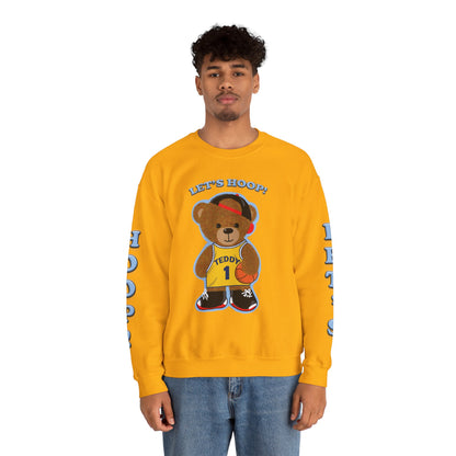 Basketball Teddy Bear Sweatshirt, Cute Athleisure, Kid's Fashion, Sports Gift, Cozy Unisex Crewneck
